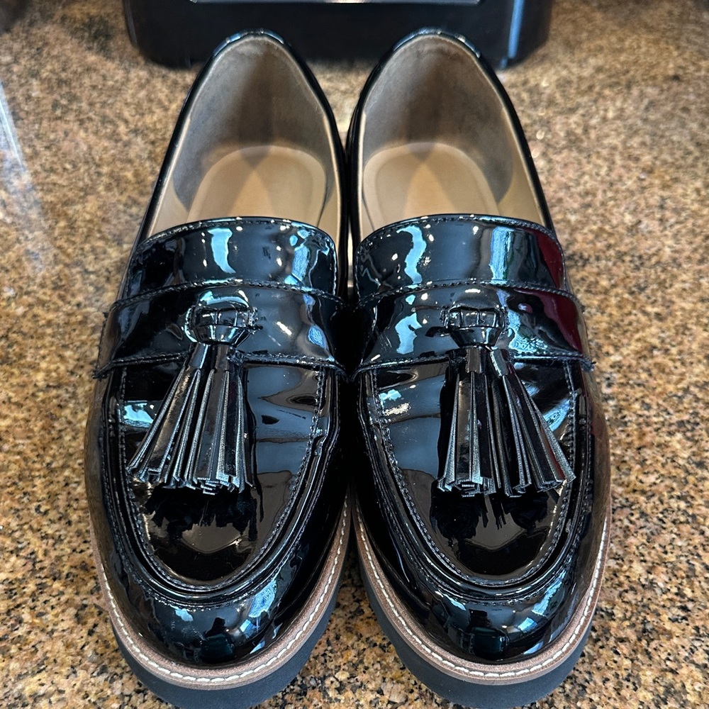 Franco Sarto Women’s Black Patent Leather Loafers, Size 8.5